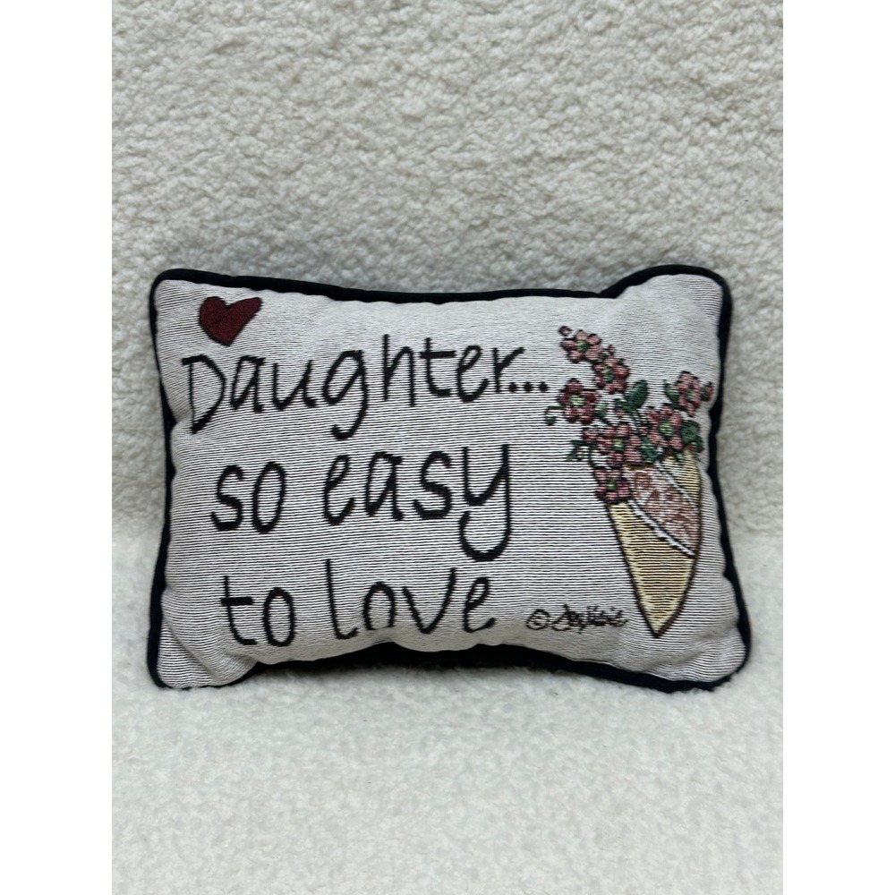 Tapestry Accent Pillow Daughter So Easy To Love Floral Heart Cream